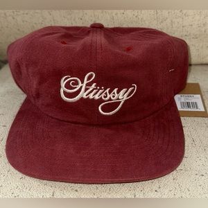 Stussy Peached Canvas Cap Burgundy OS 131985 Brand New with Tags